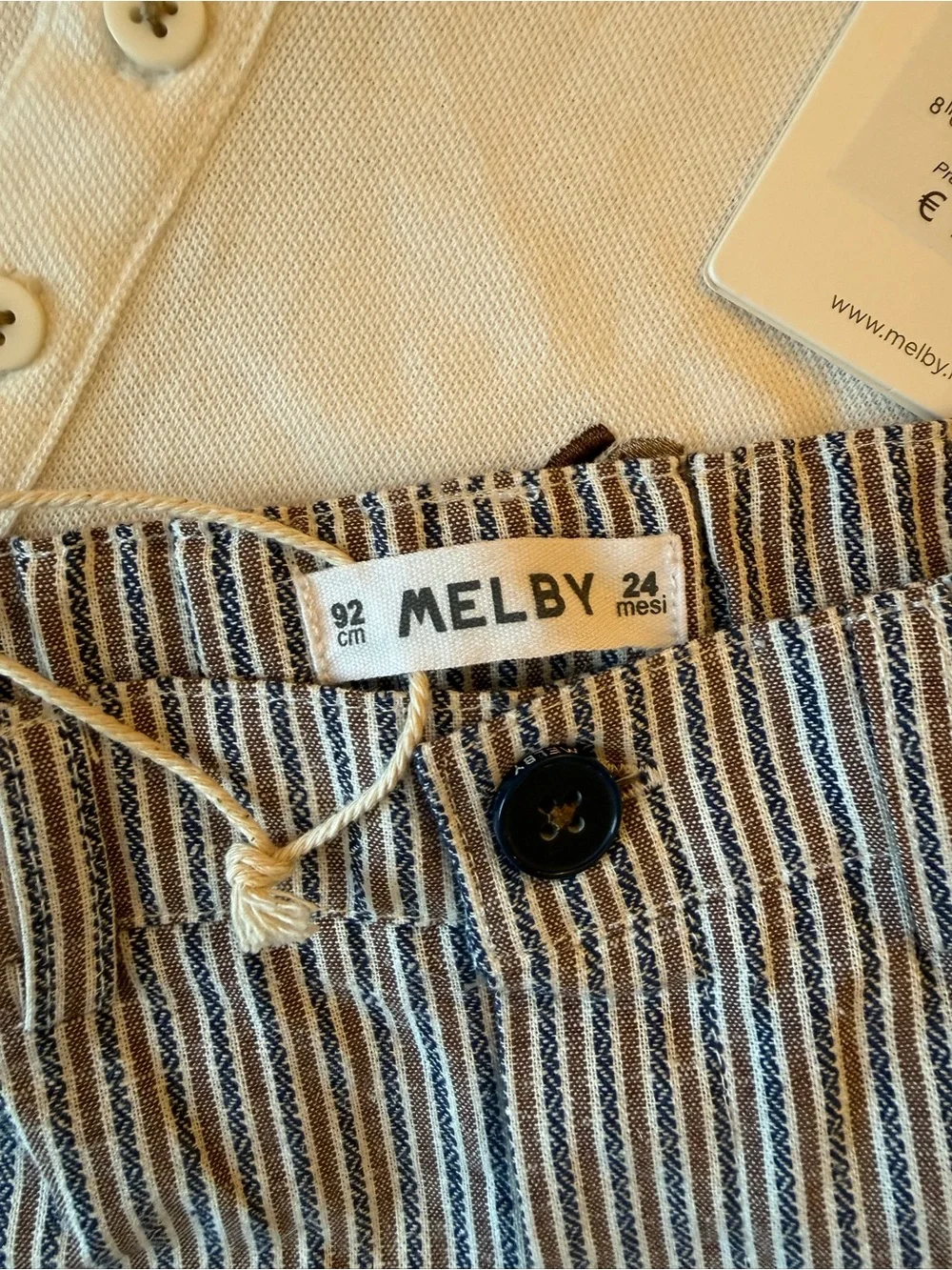Kids White 'Golf Club' Henley Tee & Blue Stripe Shorts Matching Set by Melby